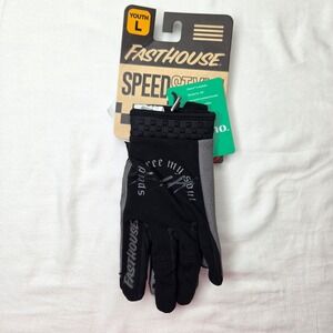 Fasthouse Youth Menace Speed Style Gloves Black Grey Motocross BMX MTB Large YLG